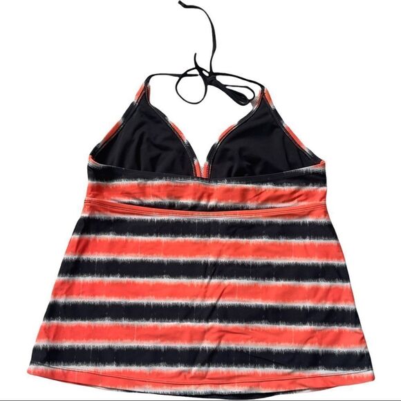 Converse Orange/Gray Stripe Tie Around Neck Tankini Top Sz L - Picture 2 of 11